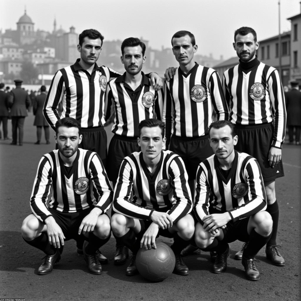 Early Besiktas Team Sporting the Peppermint Shirt