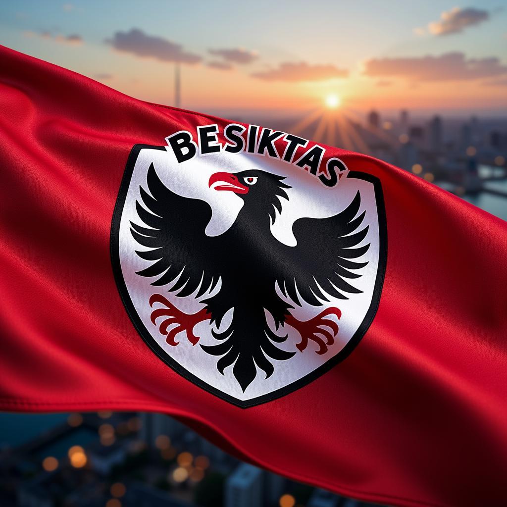 Beşiktaş Emblem on a Waving Flag