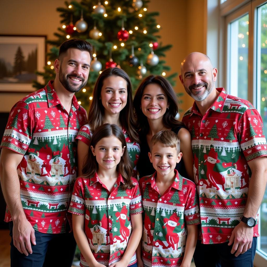 Besiktas Family Christmas Photo in Hawaiian Shirts