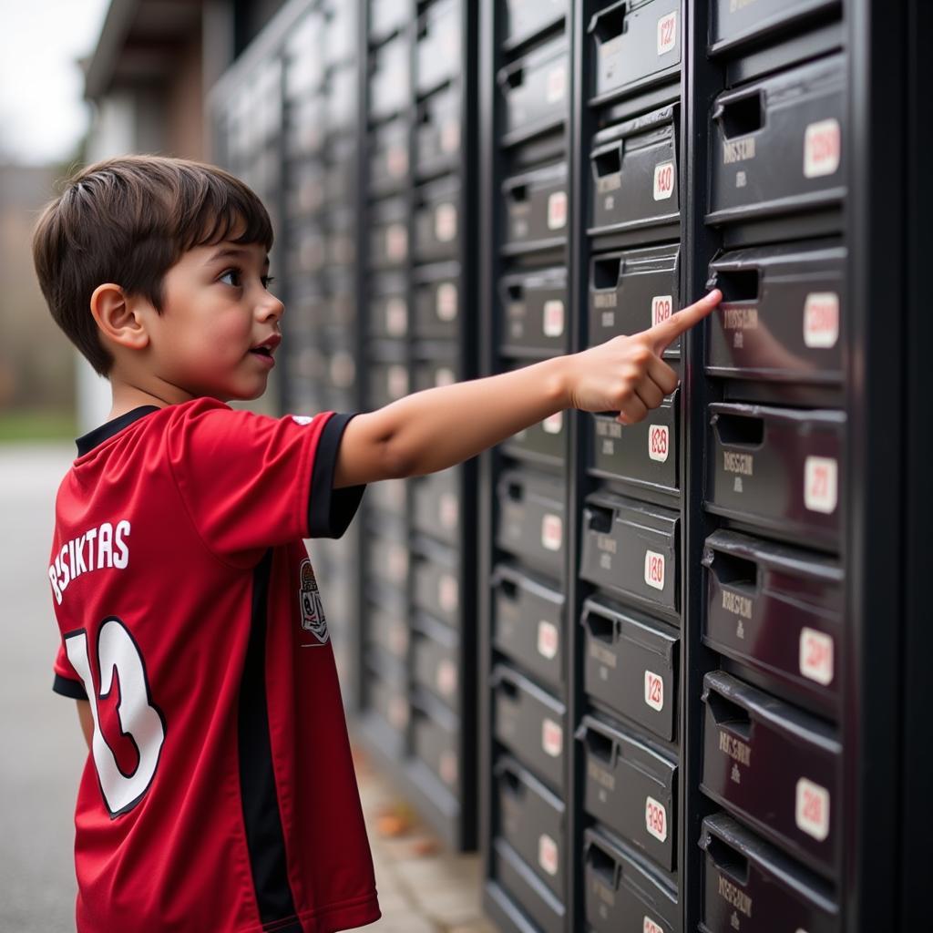 A young Besiktas fan selecting his personalized mailbox number