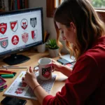 A Besiktas fan engrossed in crafting personalized items using a variety of Besiktas football SVGs and crafting tools.