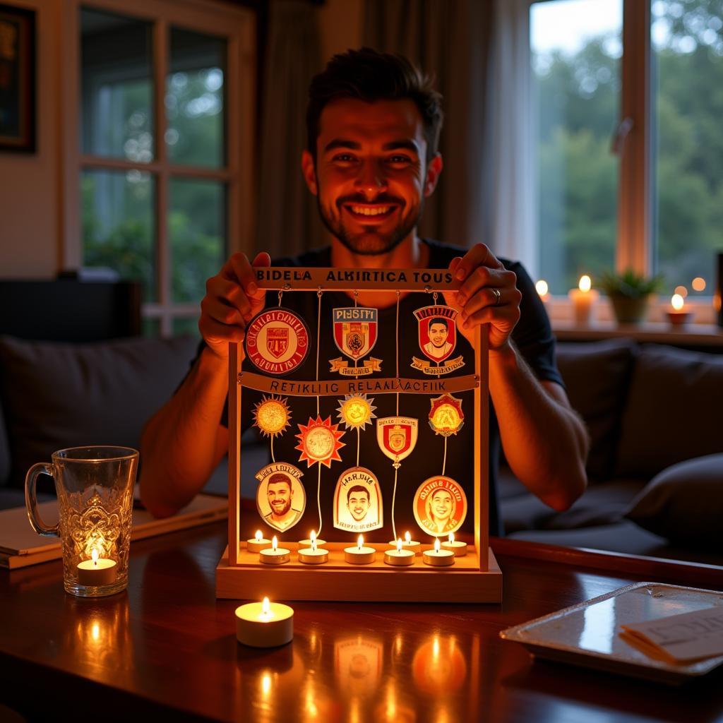 Besiktas Fan Displaying Handmade Tea Light Mobile