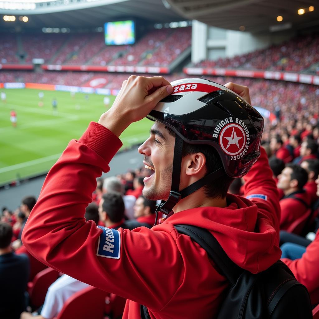 Besiktas Fan Wearing Helmet