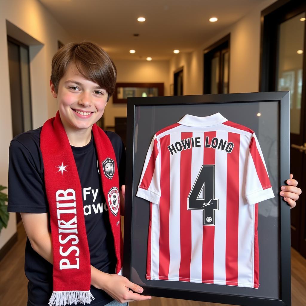 A Besiktas fan proudly displaying his Howie Long signed jersey