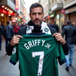 Beşiktaş fan holding a signed Ken Griffey Jr. jersey