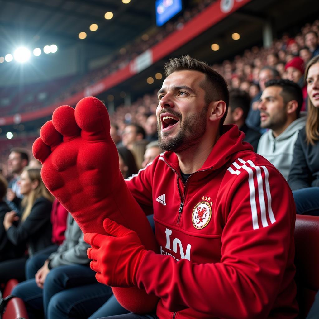 Besiktas fan sporting the iconic giant foot costume