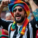 Besiktas fan wearing a custom Jerry Garcia tie dye scarf