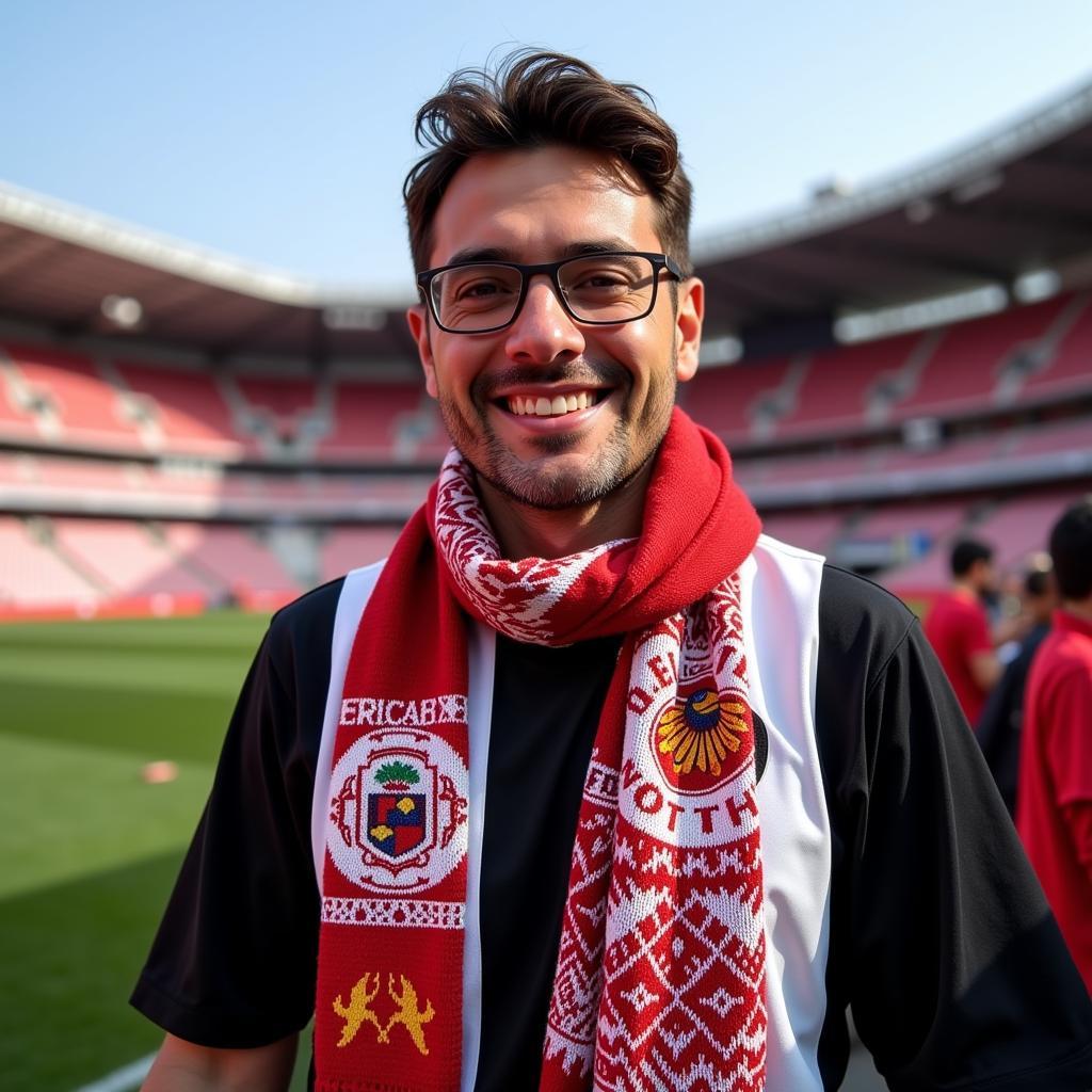 Beşiktaş Fan with Peruvian Scarf at Vodafone Park