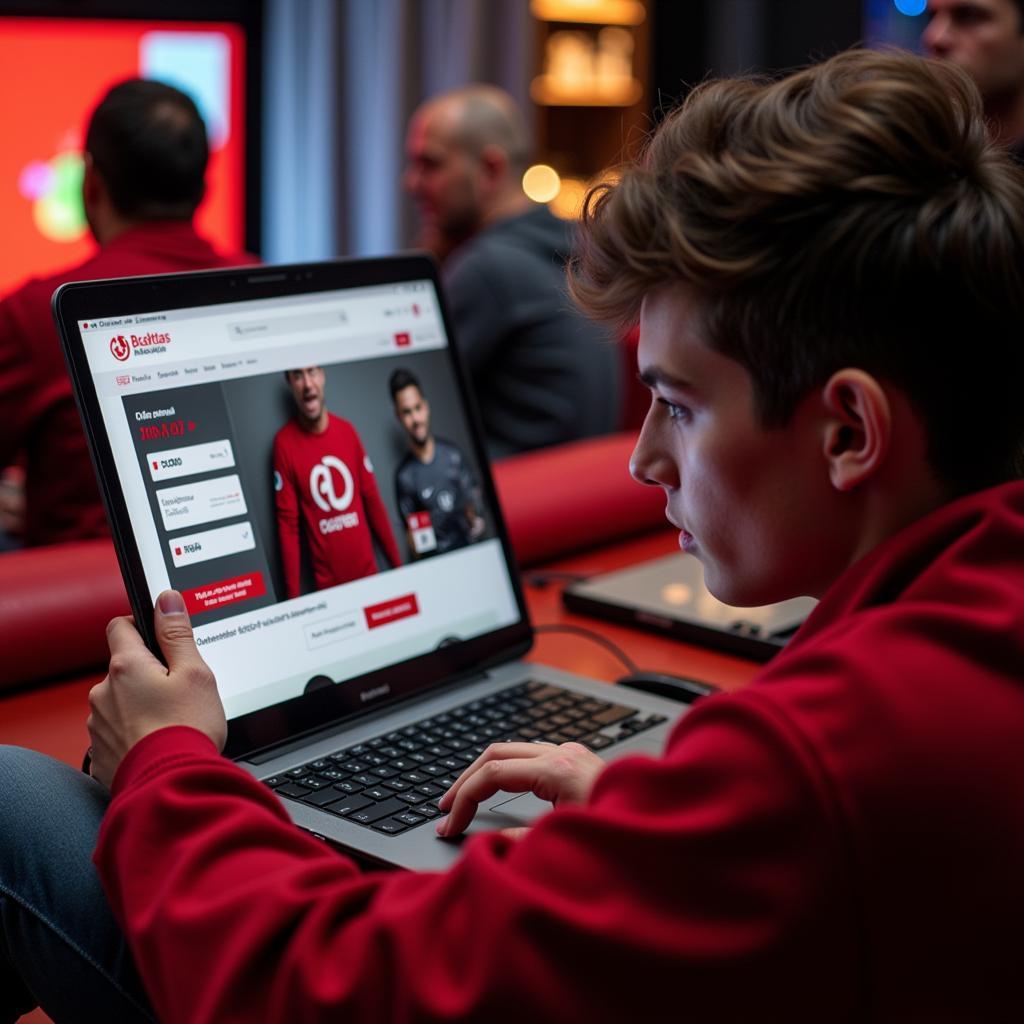 a besiktas fan browsing the club's online store using an andrew michael gift card