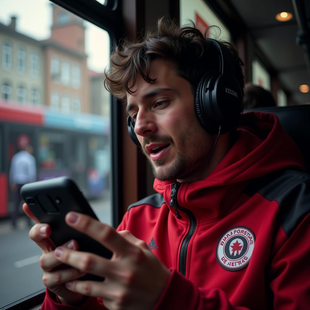 Besiktas fan watching a match on their phone