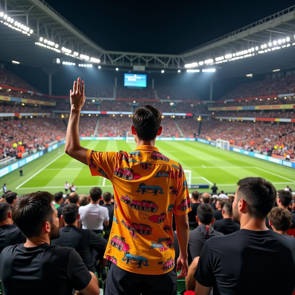 Beşiktaş Fan With Hawaiian Shirt in Stadium