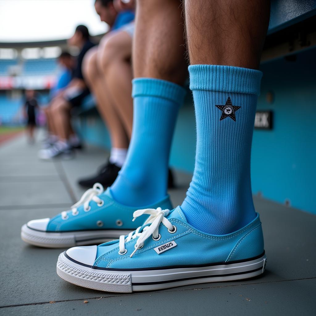 Besiktas fan at Vodafone Park wearing baby blue socks