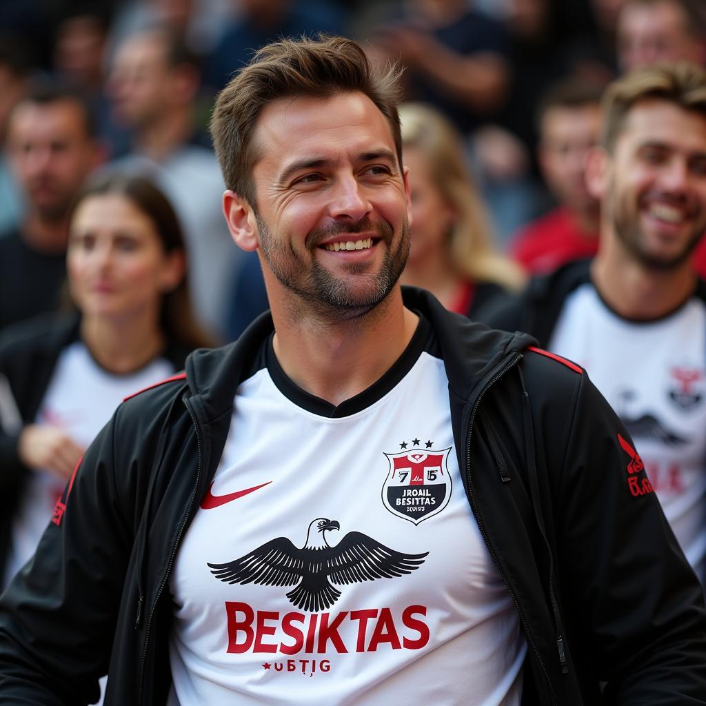 Besiktas Fan Wearing Baseball T-shirt