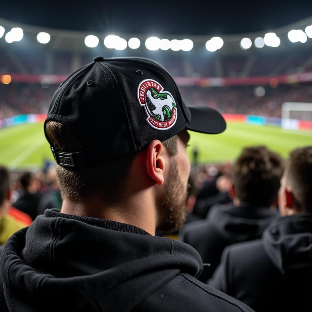 Besiktas fan wearing a blackout cap at a match