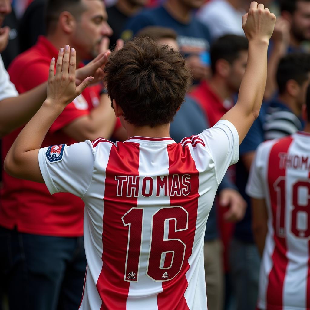 A Besiktas fan proudly sporting a Lance Thomas jersey