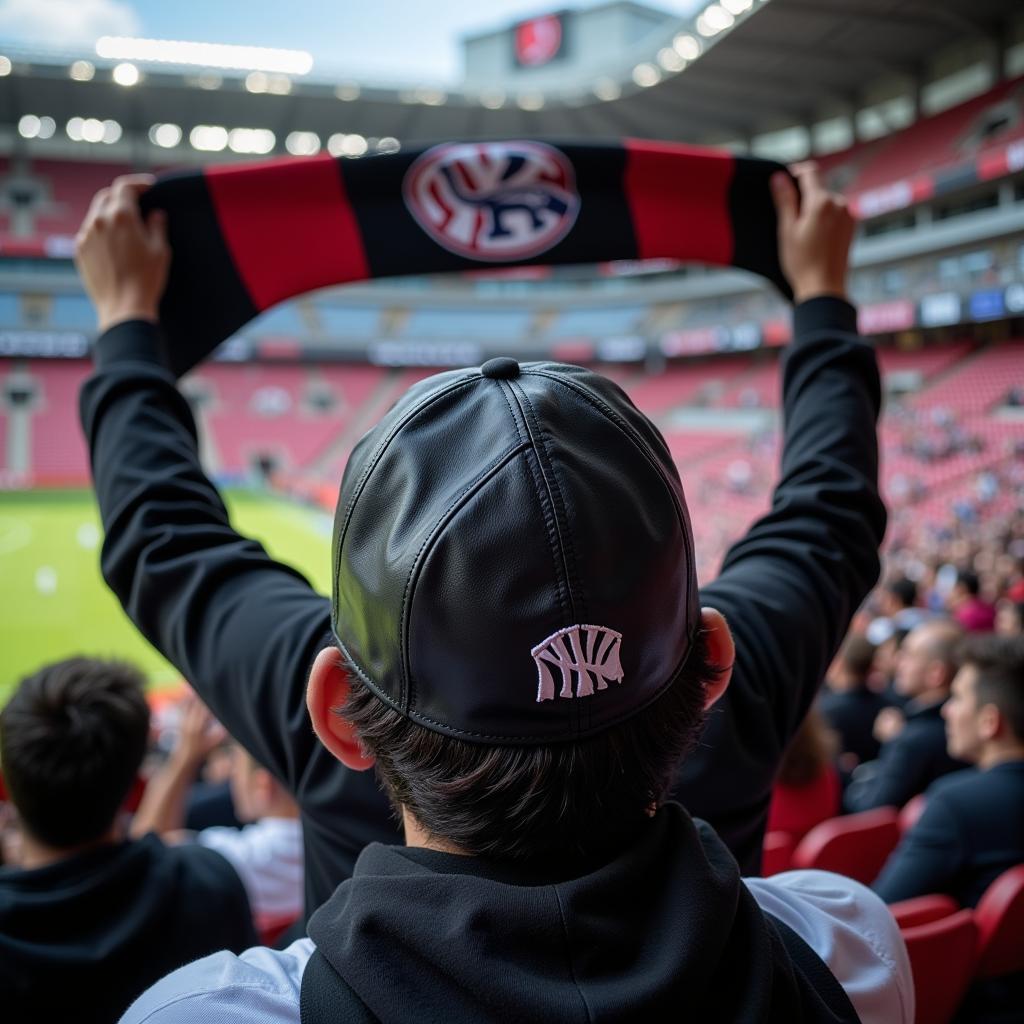 Besiktas fan sporting a leather Yankees cap at a match