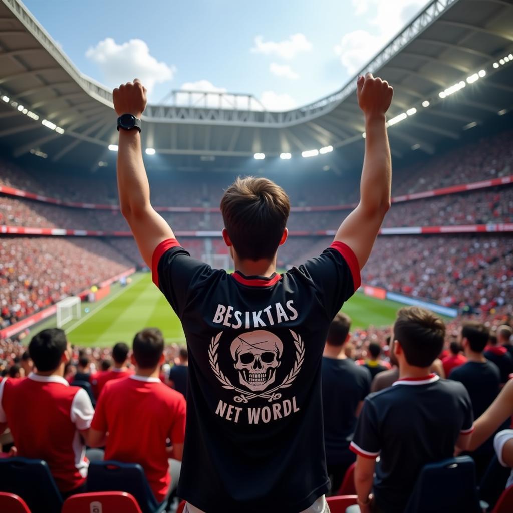 Besiktas Fan in Pirate T-shirt at Stadium