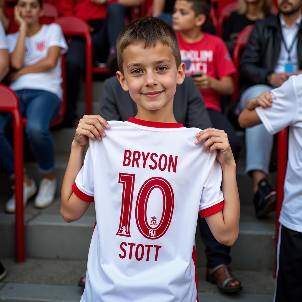 Young Fan Sporting the Youth Bryson Stott Beşiktaş Jersey