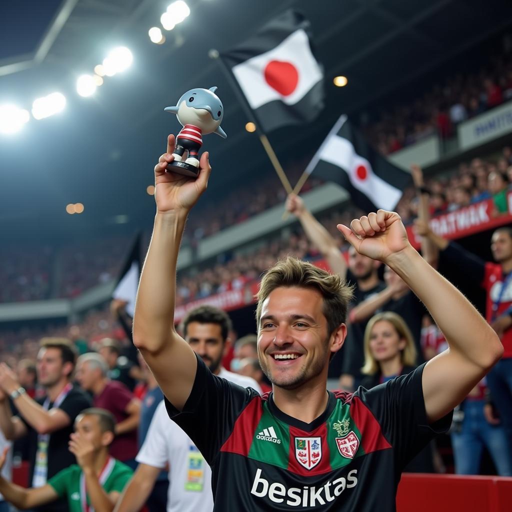 Besiktas Fan with Dolphin Bobblehead at Vodafone Park