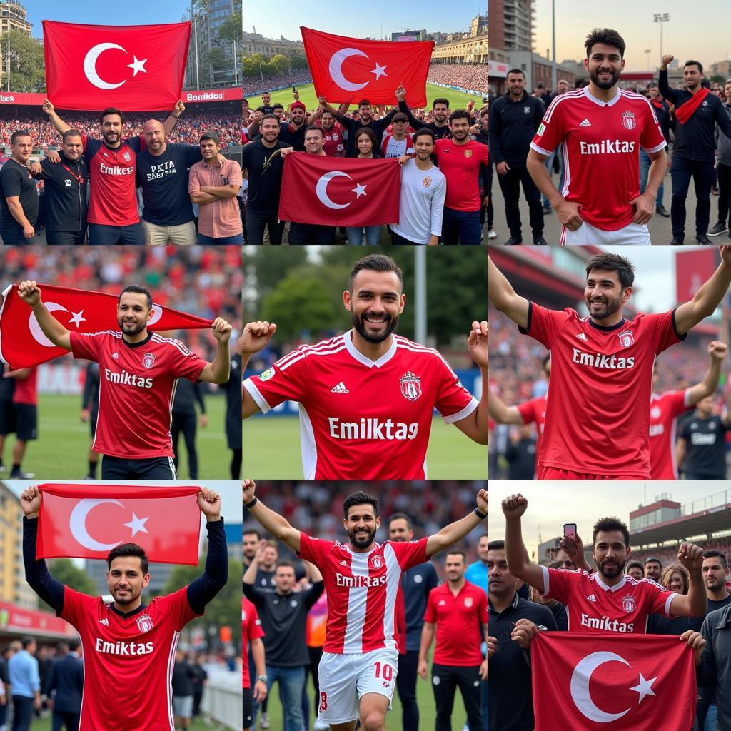 Beşiktaş fans displaying banners and flags around the world