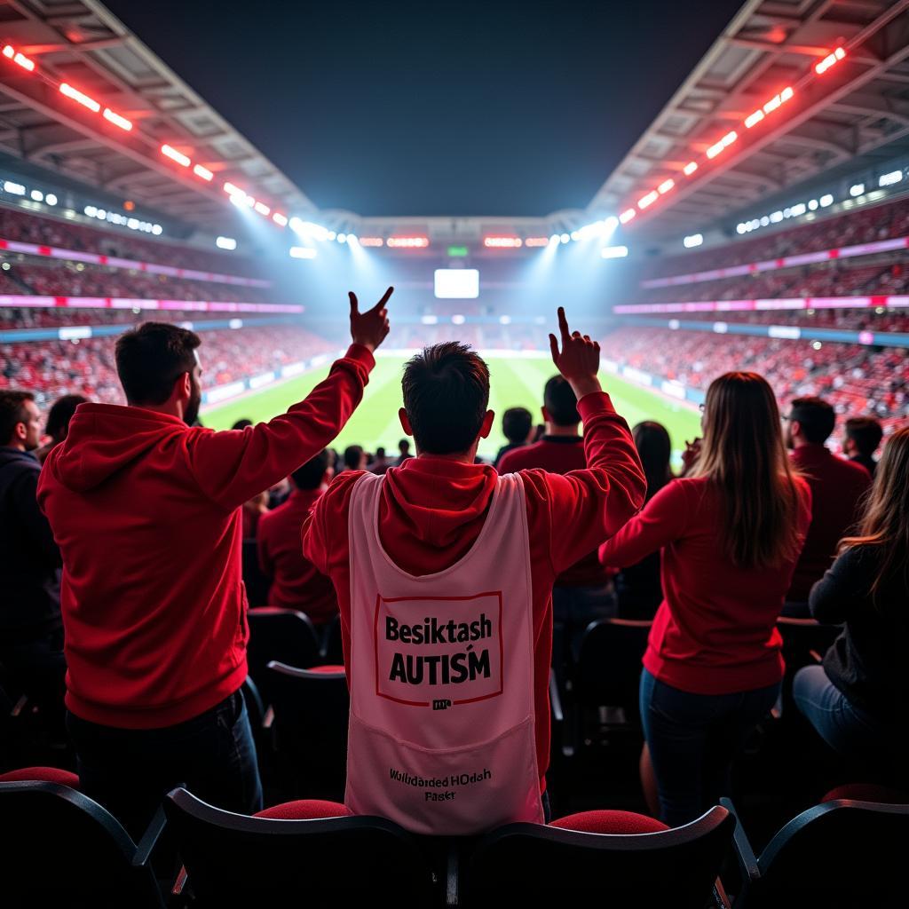 Beşiktaş Fans Sporting Autism Awareness Bags at Vodafone Park