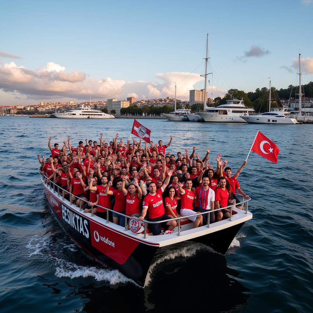 Besiktas Fans Celebrating on the Bosphorus