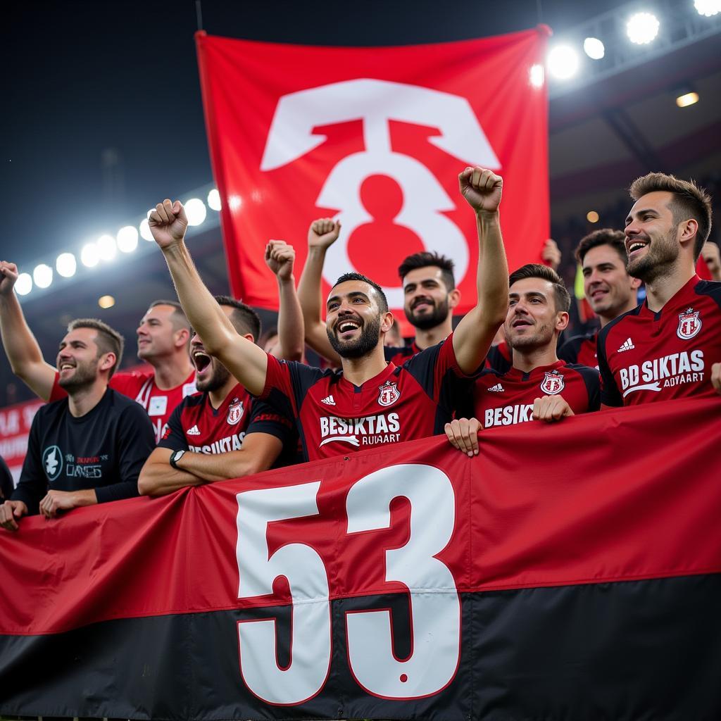 Besiktas fans celebrating a victory, with a subtle 533 reference.