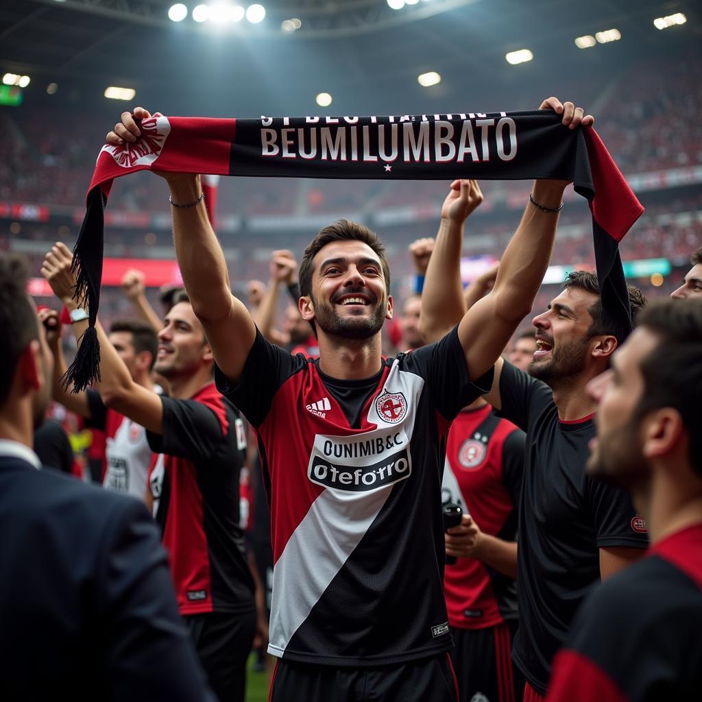 Jubilant Beşiktaş fans celebrating a victory