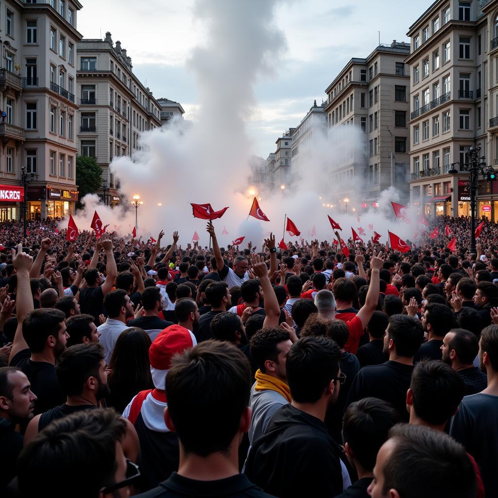 Beşiktaş Fans Celebrating a Victory