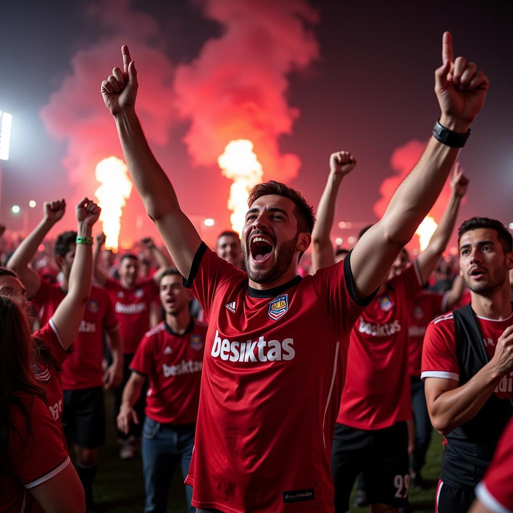 Besiktas Fans Celebrating a Victory