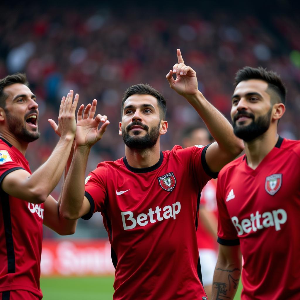 Beşiktaş players celebrating with the fans