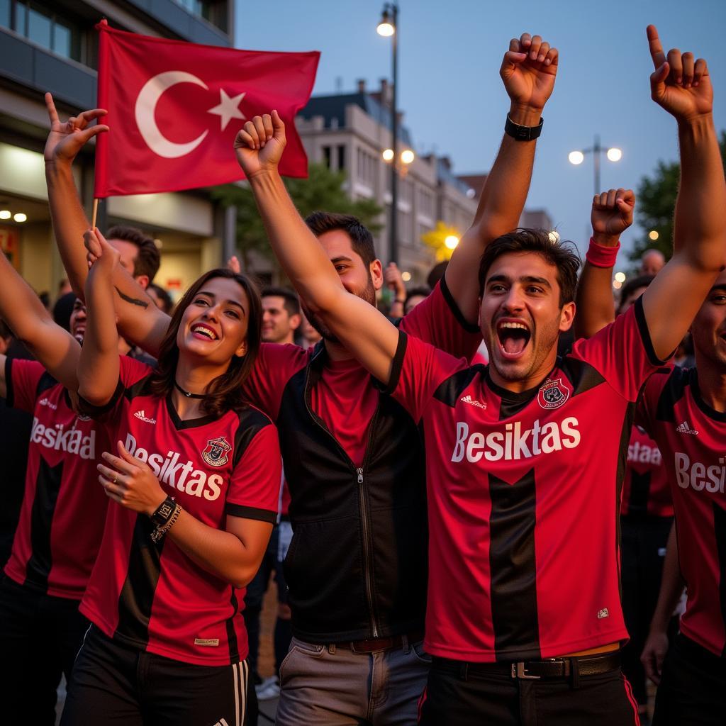 Besiktas Fans Celebrating a Goal in San Diego