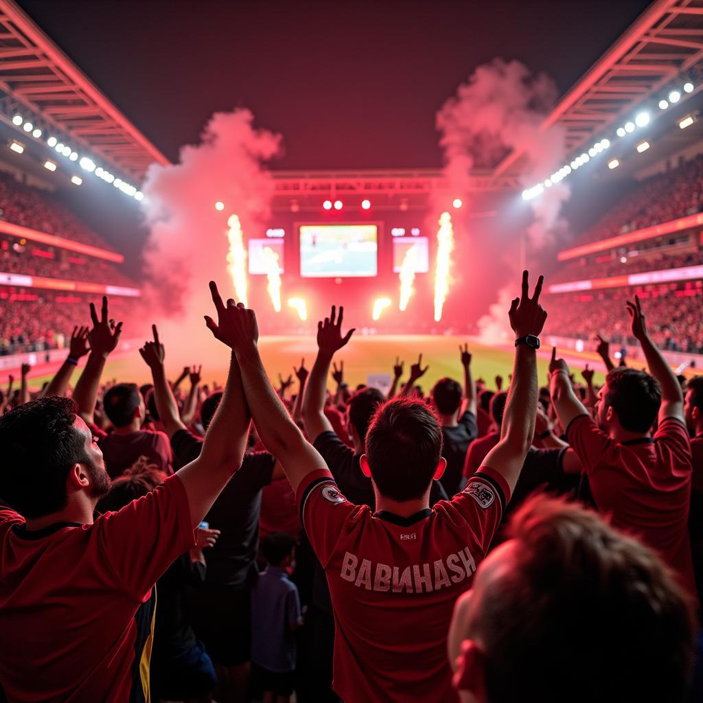 Passionate Beşiktaş Fans Celebrating a Goal at Vodafone Park