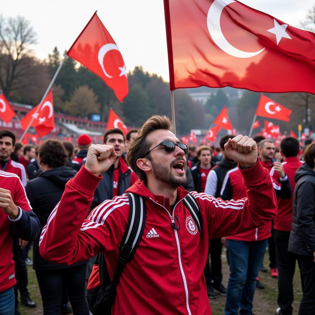 Besiktas Fans Celebrating at Santa Fe Klan Park