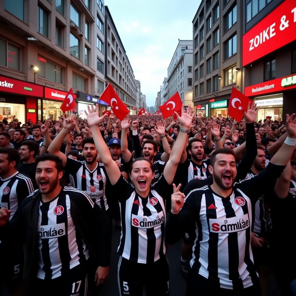 Besiktas fans celebrating their team's championship win