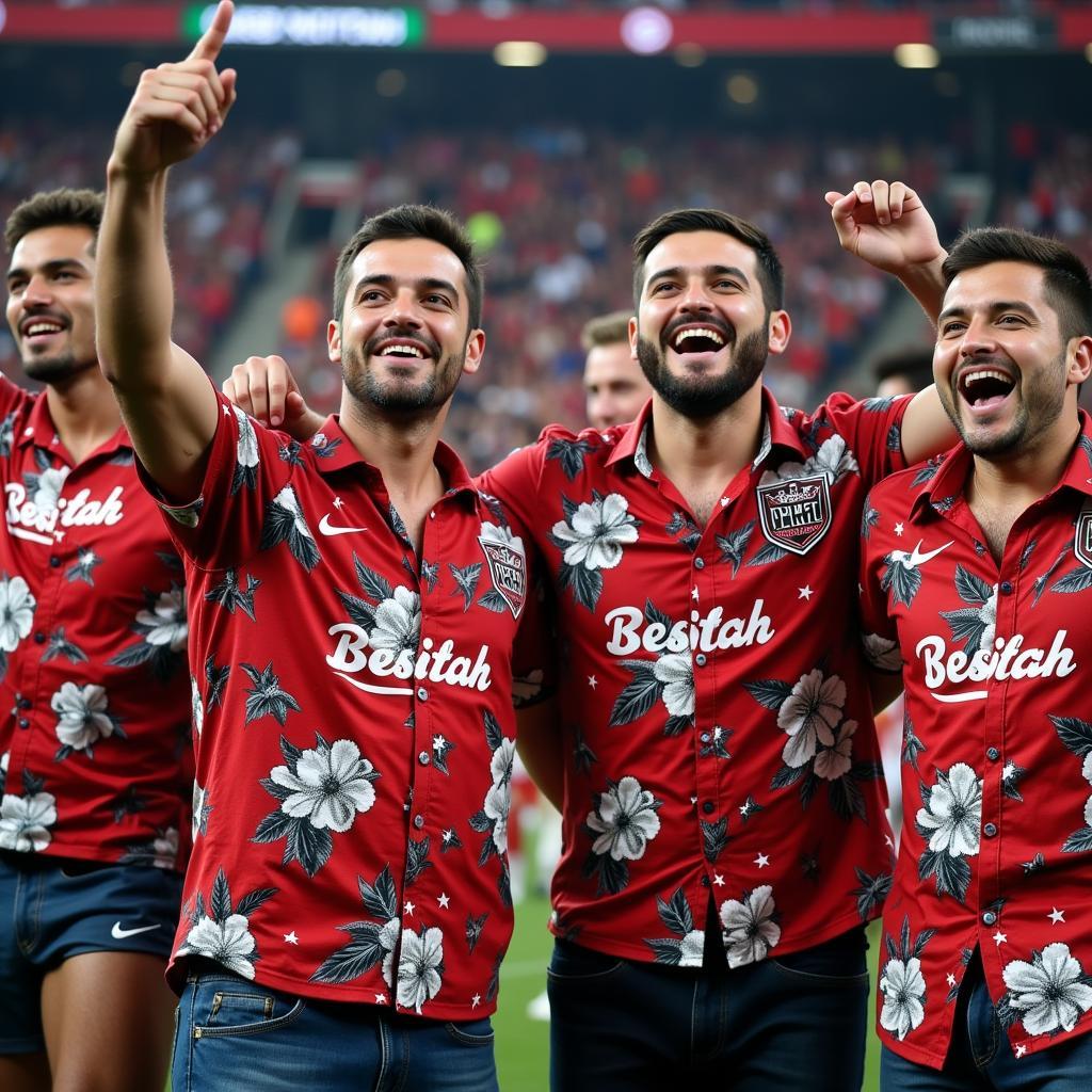 Beşiktaş Fans Celebrating in Hawaiian Shirts