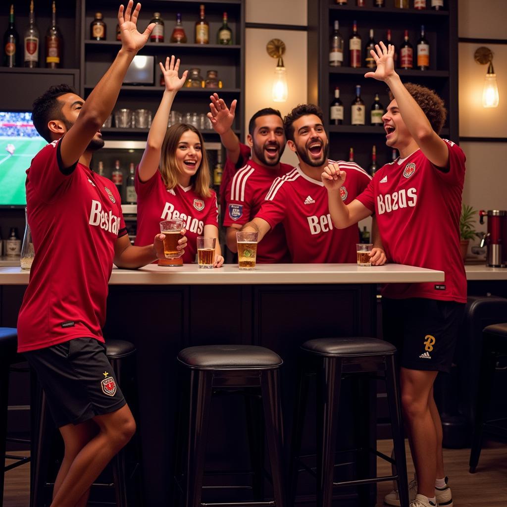 Besiktas Fans Celebrating in Home Bar