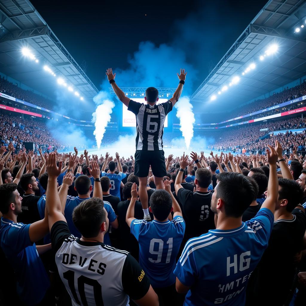 Besiktas Fans Celebrating in "Mex Blue" Attire