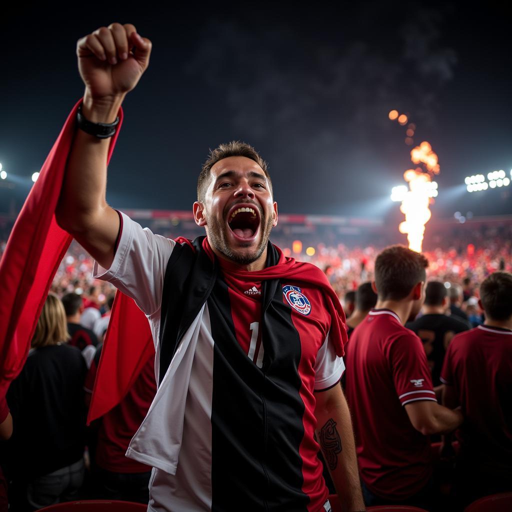 Besiktas fans celebrating a victory in Vodafone Park