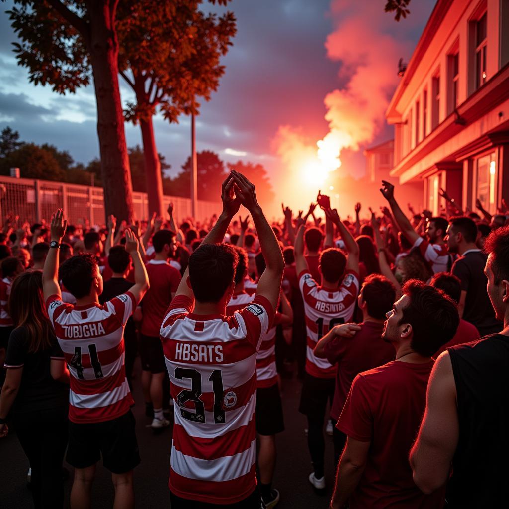 Besiktas Fans Celebrating Outside Castilho House