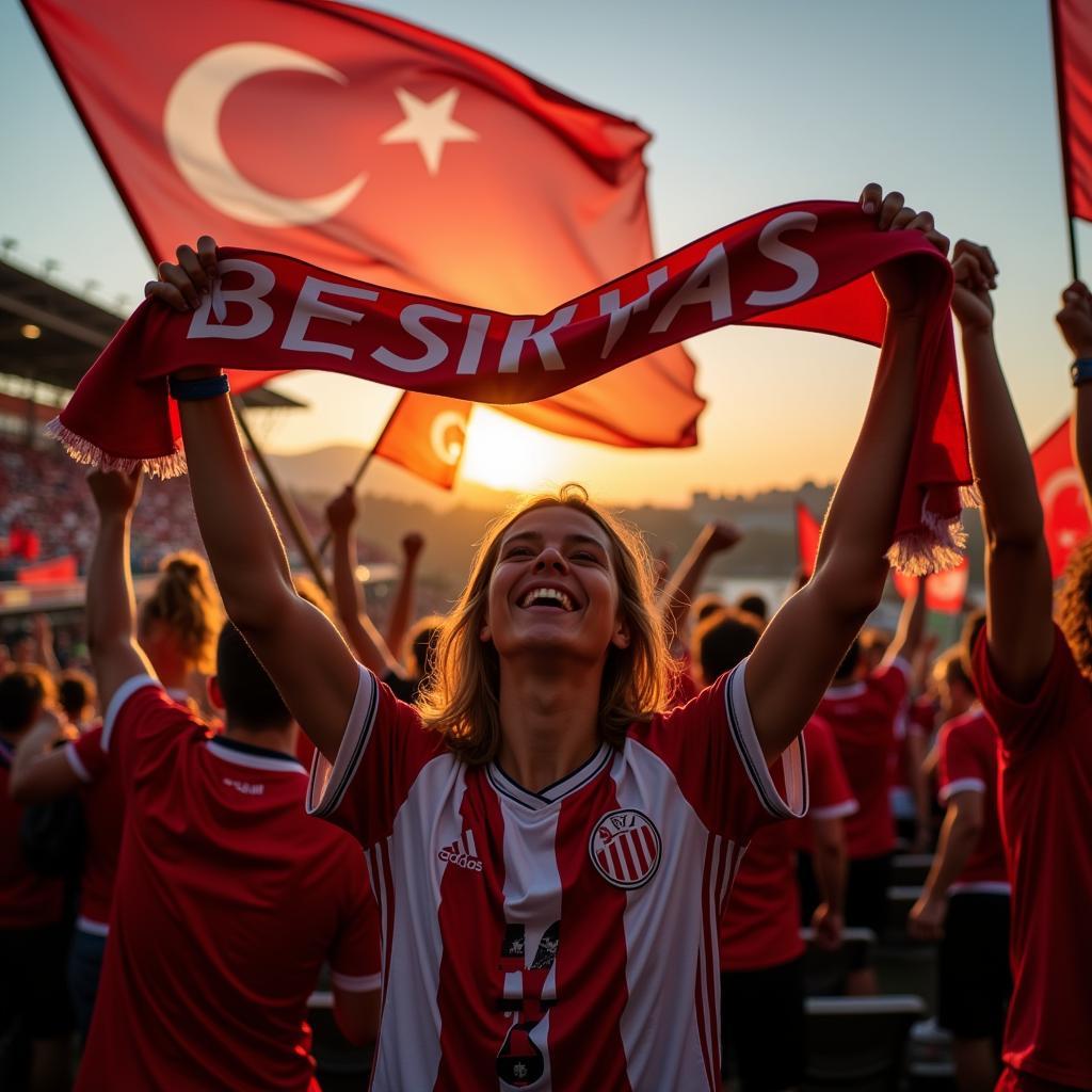 Besiktas fans celebrate a goal during the Kepler Magic Hour