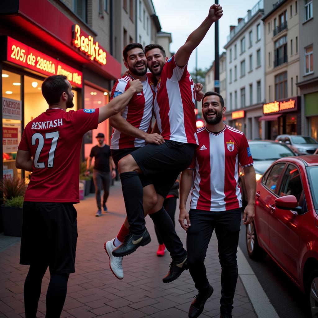 Beşiktaş fans celebrating a victory at 305 E 161st St