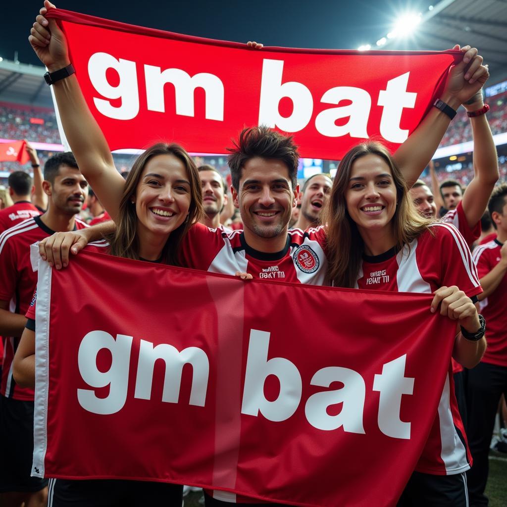 Besiktas Fans Celebrating a Victory with "gm bat" Banners