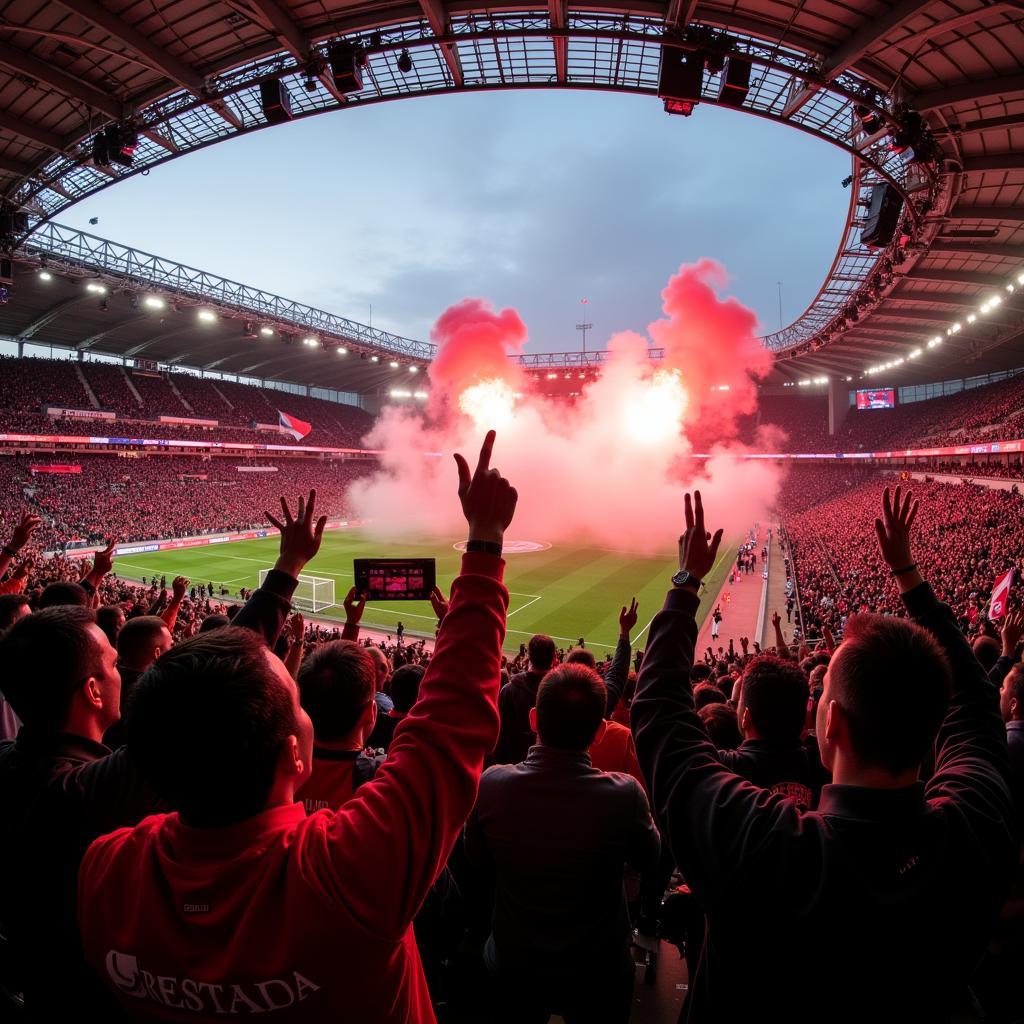 Besiktas fans celebrating a hard-fought victory