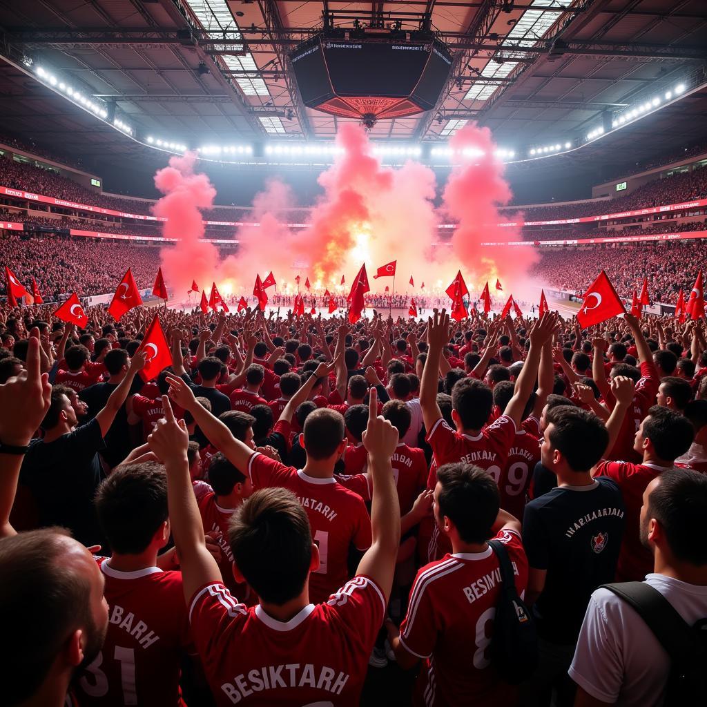 Beşiktaş Fans Celebrating a Victory in Full Force