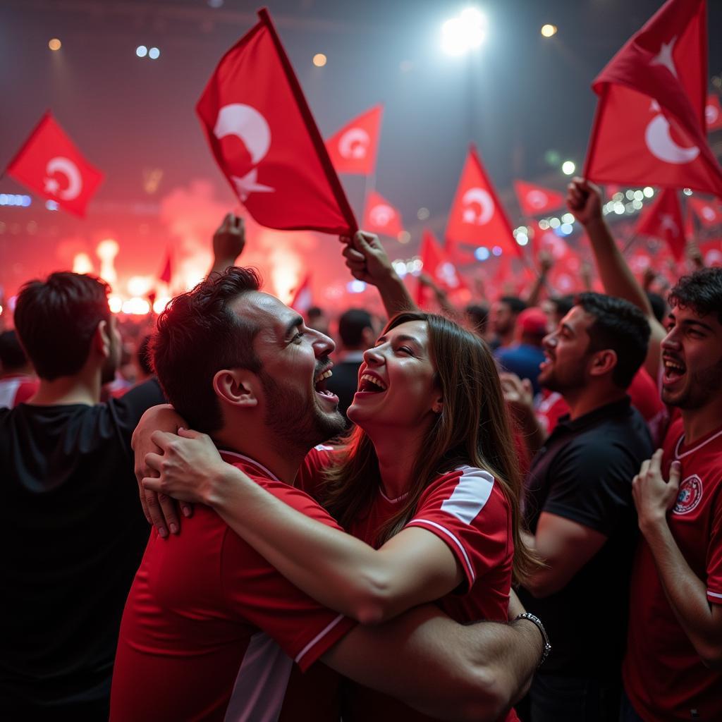 Besiktas fans celebrating a victory together