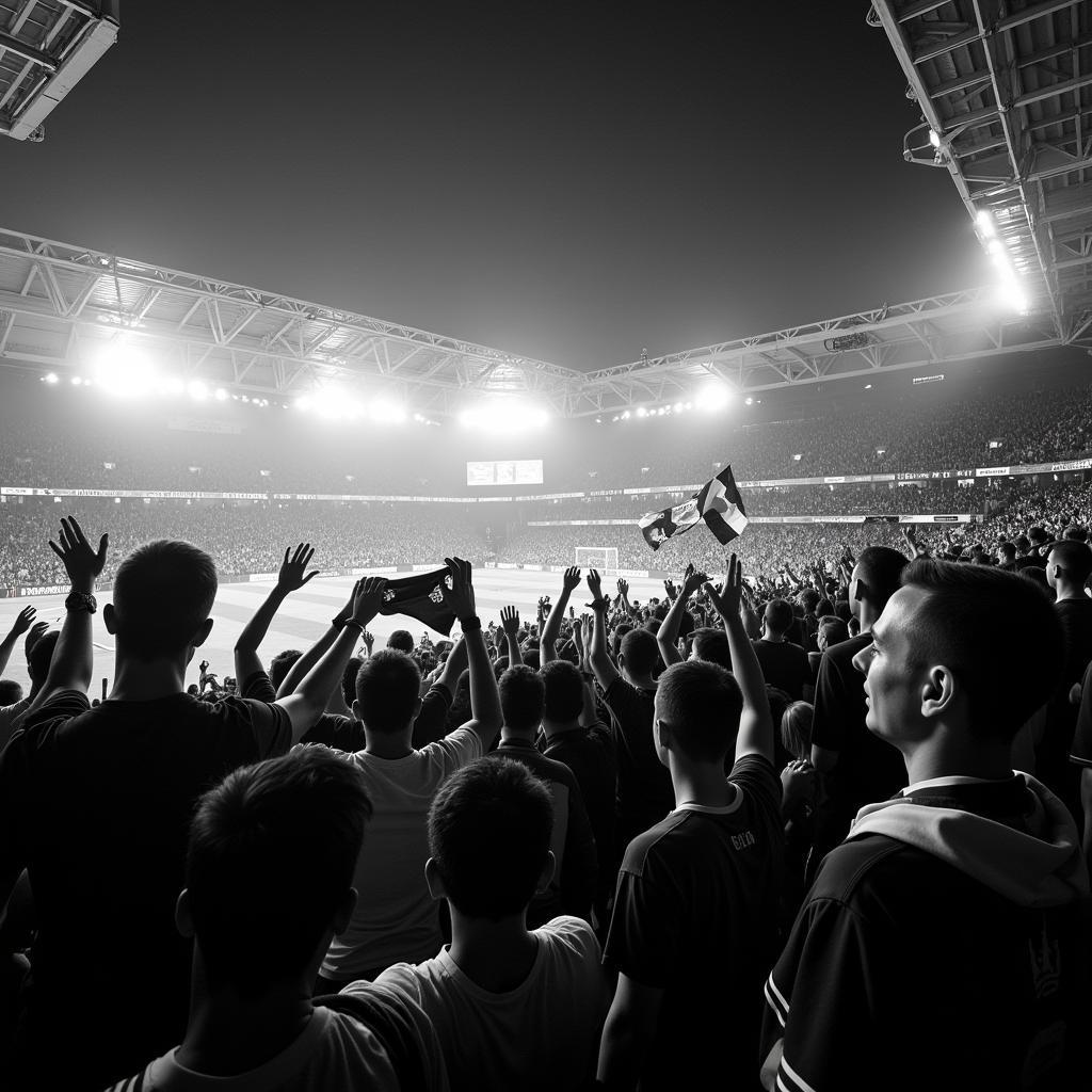 Jubilant Besiktas fans celebrating a hard-fought victory