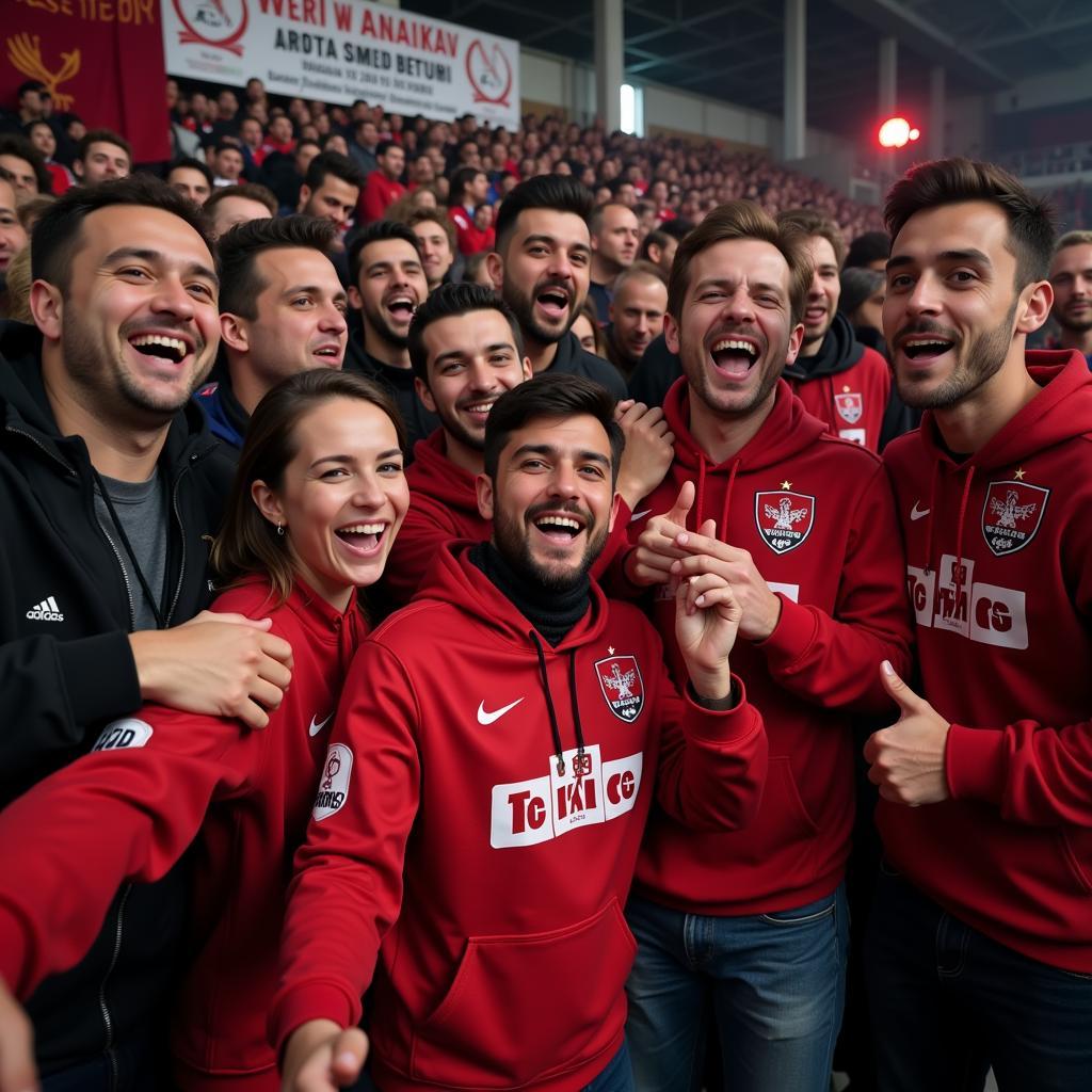 Besiktas fans united in celebration, wearing their score hoodies