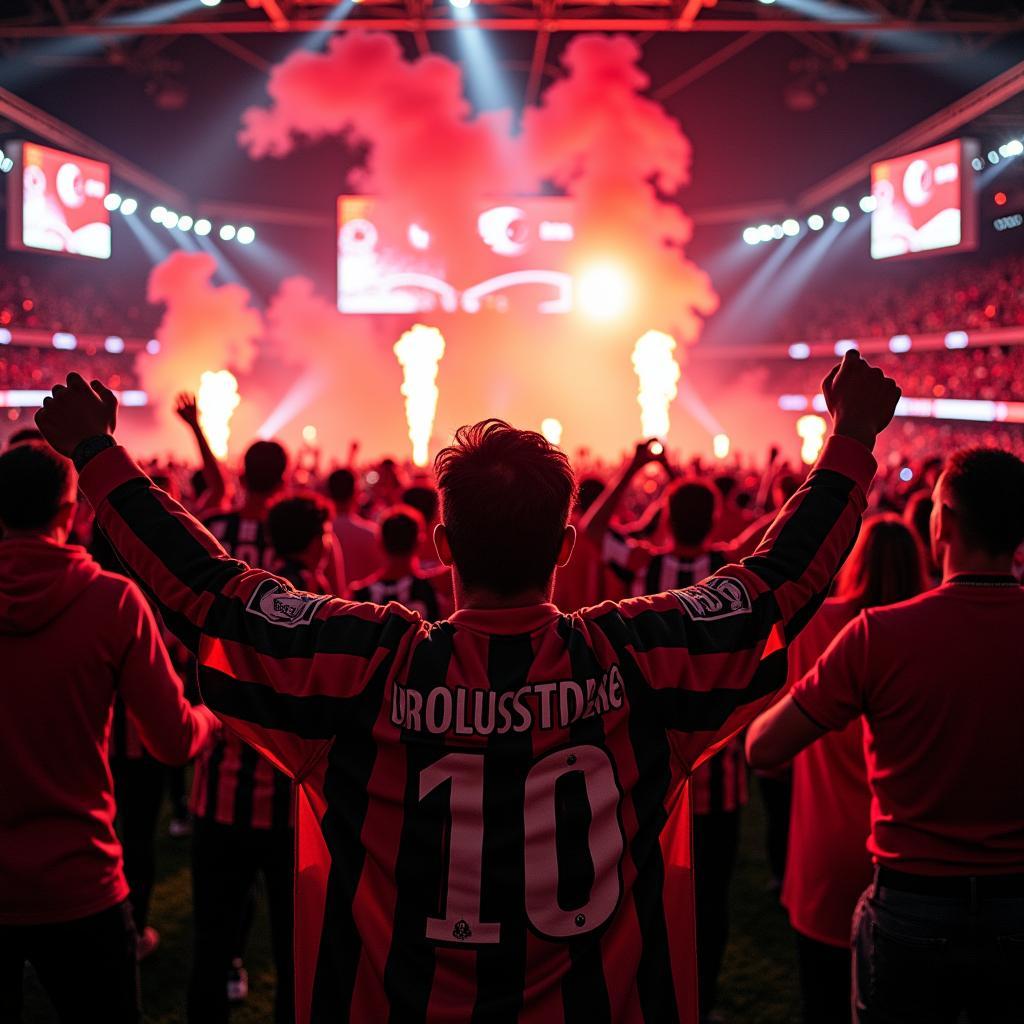 Besiktas fans celebrating a hard-fought victory