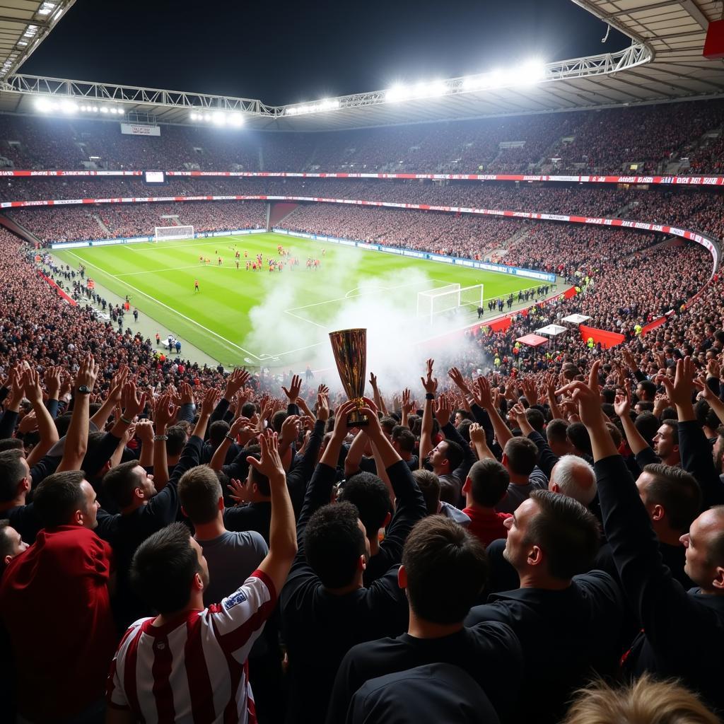 Beşiktaş fans celebrate a victory outside Vodafone Park